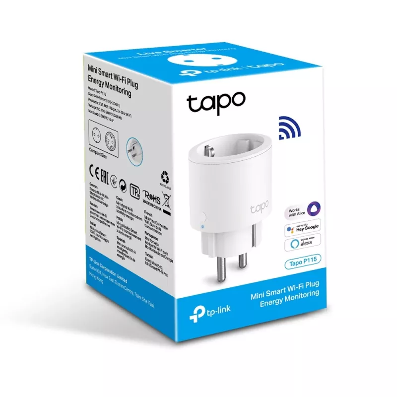 TP-Link Tapo P115 išmanusis kištukinis lizdas su energijos stebėjimu, balta, Wi-Fi