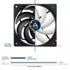 ARCTIC P12 Slim PWM PST – 120 mm spaudimo optimizuotas ventiliatorius su PWM ir integruotu Y kabeliu