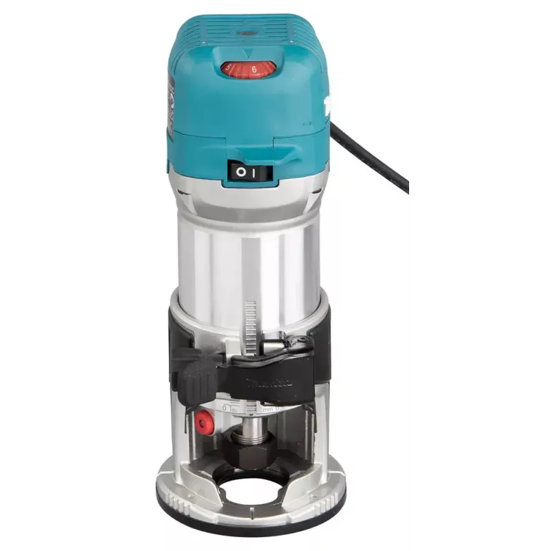 Routeris Makita RT0702CX2J — 710 W, 10 000–34 000 sūkių/min, 8 mm įvorė, 0–40 mm gylis, 1,8 kg