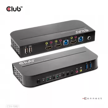 KVM Jungiklis CLUB3D CSV-1382 Dvigubas HDMI 4K 60Hz USB