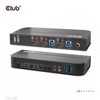 KVM Jungiklis CLUB3D CSV-1382 Dvigubas HDMI 4K 60Hz USB