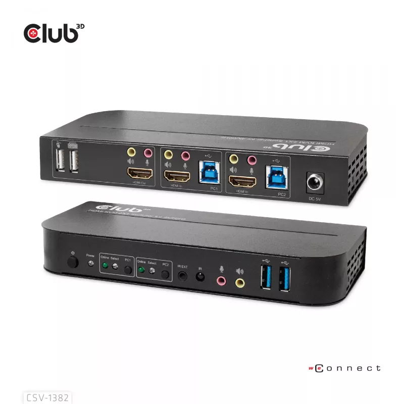 KVM Jungiklis CLUB3D CSV-1382 Dvigubas HDMI 4K 60Hz USB