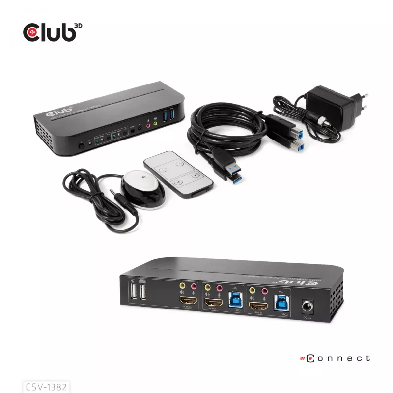 KVM Jungiklis CLUB3D CSV-1382 Dvigubas HDMI 4K 60Hz USB