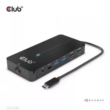 CLUB3D 7-in-1 USB-C stotelė su 2x HDMI, 2x USB-A, RJ45, 3.5mm garsu ir 100W PD įkrovimu