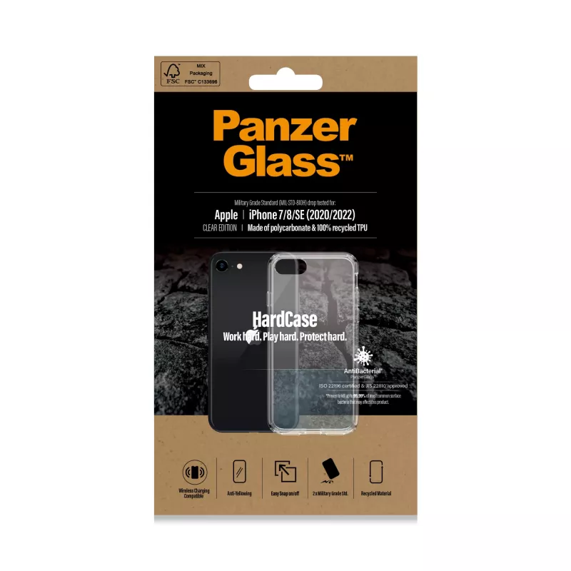 PanzerGlass® HardCase iPhone SE (2020/2022) | 7 | 8, Dėklas, Apple, Skaidrus