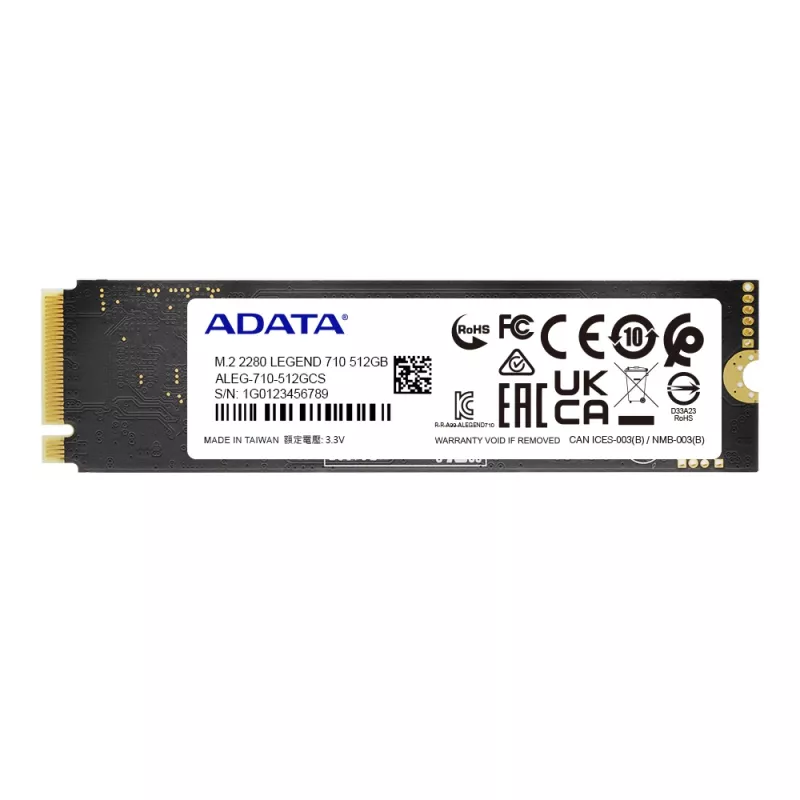 SSD M.2 ADATA LEGEND 710 512GB NVMe PCIe 3.0 x4, 2400/1000 MB/s, 3D NAND, AES-256, TBW 130