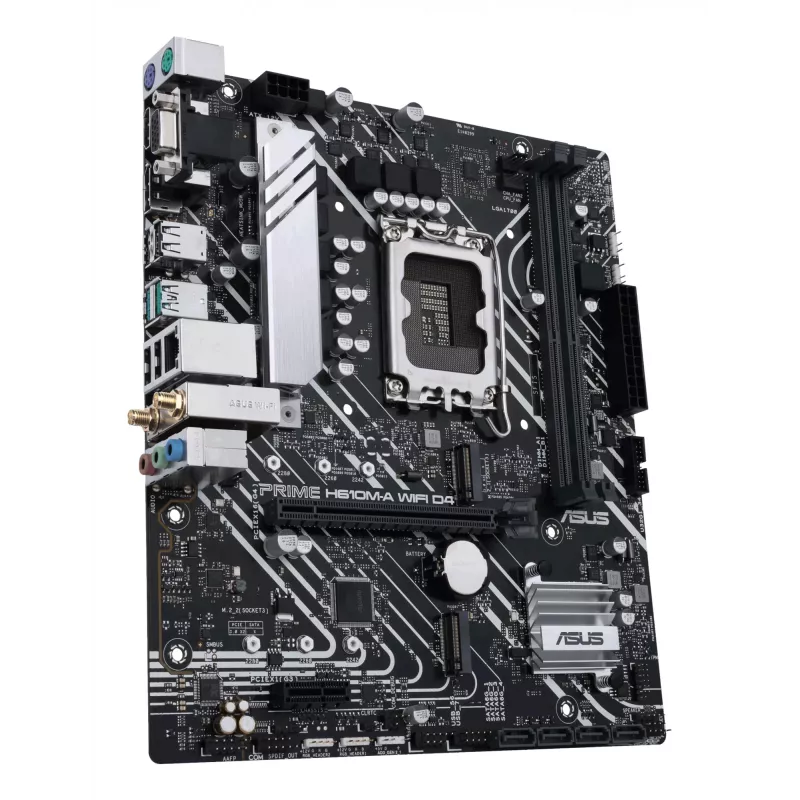 Motininė plokštė ASUS PRIME H610M-A WIFI D4 — Intel H610, LGA1700, micro ATX, DDR4, 2x DIMM, Wi‑Fi 5, Bluetooth 5.0, 2x M.2, HDMI 2.1, DP 1.4