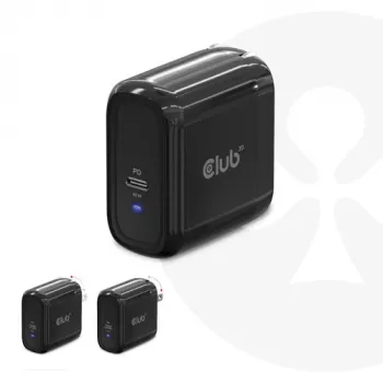 CLUB3D Travel Charger 65W su GaN technologija, vienas USB Type-C prievadas, Power Delivery 3.0 palaikymas