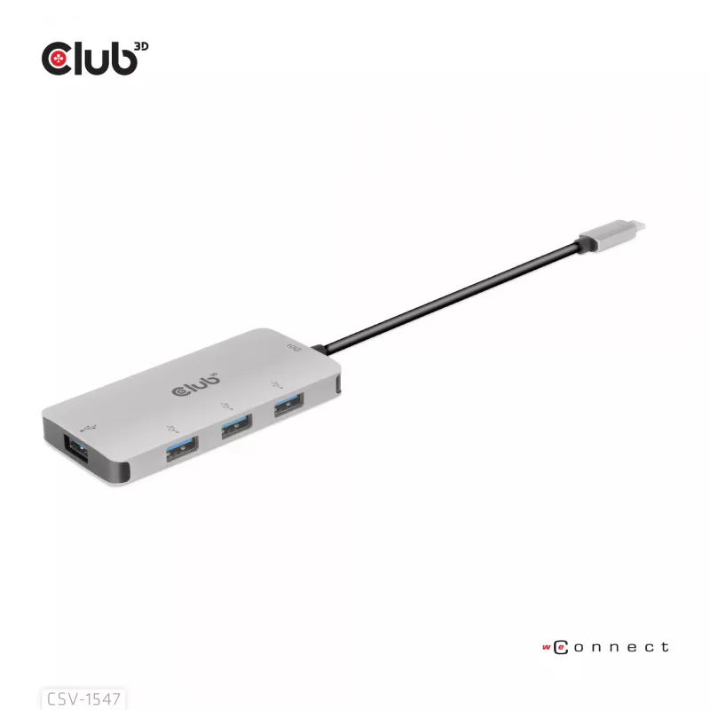 CLUB3D 4 prievadų USB-A šakotuvas USB-C – 10 Gbps greitas duomenų perdavimas