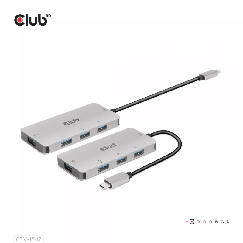 CLUB3D 4 prievadų USB-A šakotuvas USB-C – 10 Gbps greitas duomenų perdavimas