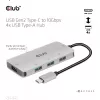 CLUB3D 4 prievadų USB-A šakotuvas USB-C – 10 Gbps greitas duomenų perdavimas