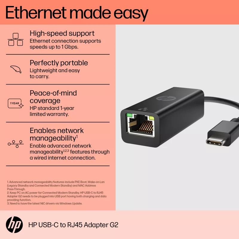 Adapteris RJ-45 HP USB-C į RJ45 G2