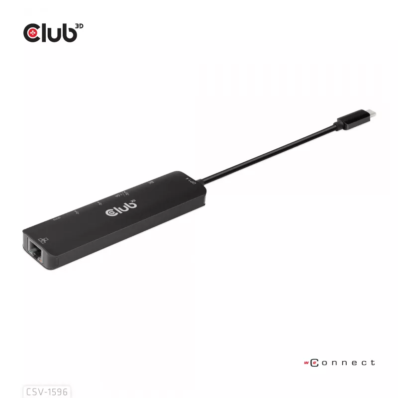 CLUB3D USB Gen1 Type-C 6-in-1 Hub su HDMI 8K30Hz, 2xUSB Type-A, RJ45 ir 2xUSB Type-C, duomenys ir PD įkrovimas 100 W
