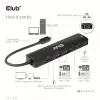 CLUB3D USB Gen1 Type-C 6-in-1 Hub su HDMI 8K30Hz, 2xUSB Type-A, RJ45 ir 2xUSB Type-C, duomenys ir PD įkrovimas 100 W