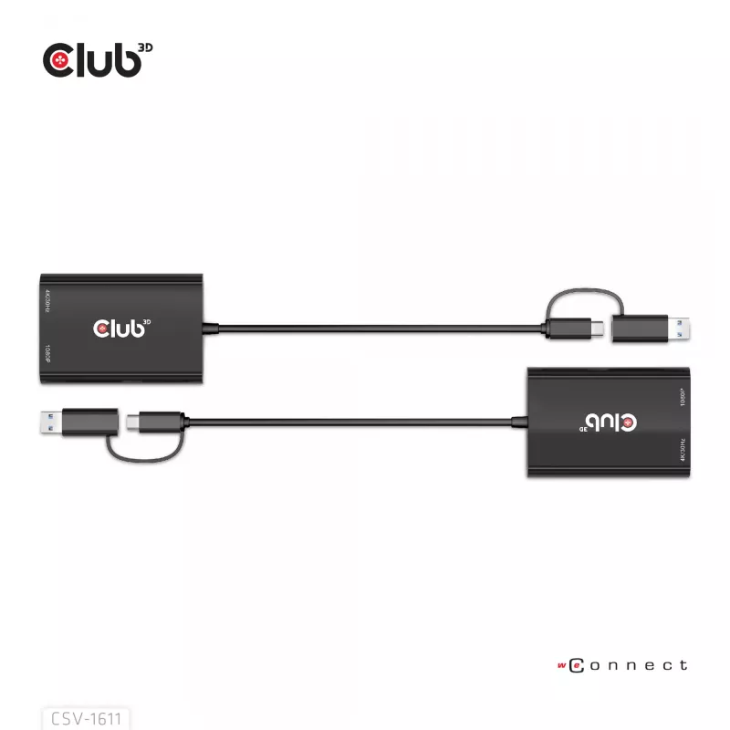 CLUB3D USB Gen1 Type-C/-A į Dual HDMI (4K/30Hz) / VGA (1080/60Hz) adapteris