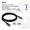 CLUB3D USB4 Gen2x2 Type-C abipusis laidas 4K60Hz, duomenys 20Gbps, PD 240W(48V/5A) EPR M/M 2m
