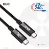 CLUB3D USB4 Gen2x2 Type-C abipusis laidas 4K60Hz, duomenys 20Gbps, PD 240W(48V/5A) EPR M/M 2m