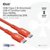 CLUB3D CAC-1573 USB-C į USB-C dvipusis laidas, USB4 Gen 2x2, 2 m, raudonas, PD iki 240 W