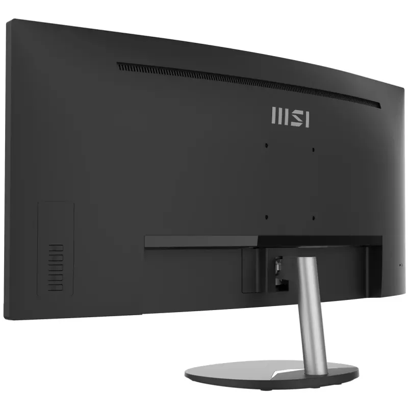 MSI Pro MP341CQ 34 colių lenktas monitorius, 1500R, UWQHD (3440 x 1440), 21:9, 100Hz, VA, 4ms, HDMI, VGA, įmontuoti garsiakalbiai, Anti-Glare, Anti-Flicker, mažiau mėlynos šviesos, TÜV sertifikuotas, VESA, Kensington, juodas