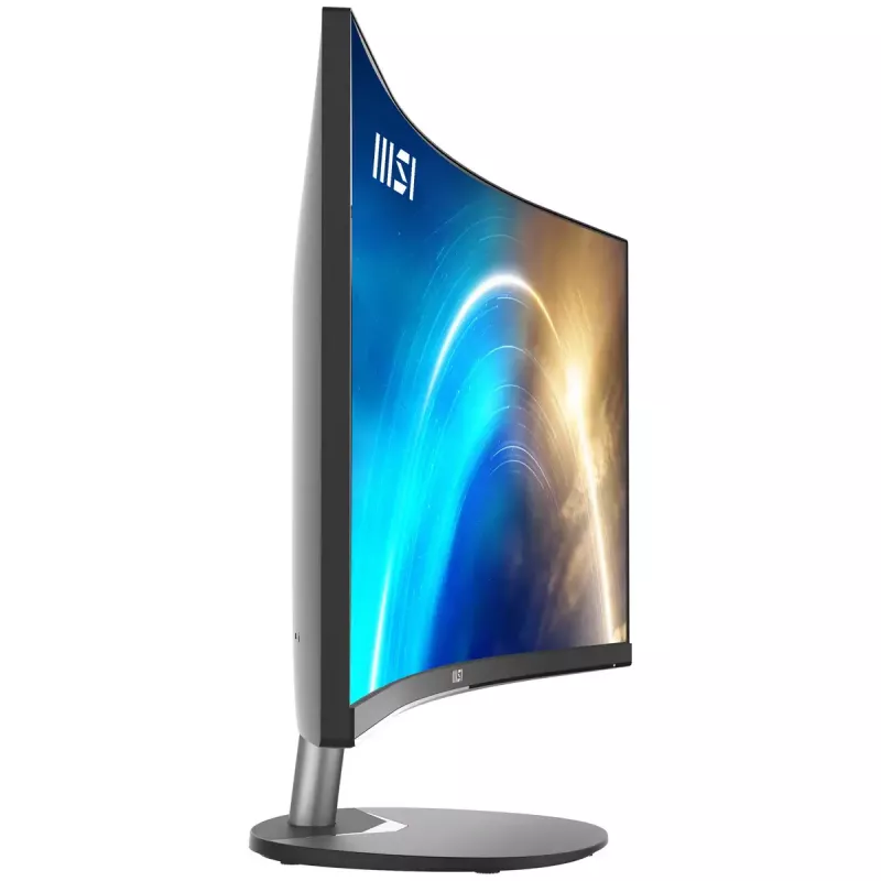 MSI Pro MP341CQ 34 colių lenktas monitorius, 1500R, UWQHD (3440 x 1440), 21:9, 100Hz, VA, 4ms, HDMI, VGA, įmontuoti garsiakalbiai, Anti-Glare, Anti-Flicker, mažiau mėlynos šviesos, TÜV sertifikuotas, VESA, Kensington, juodas