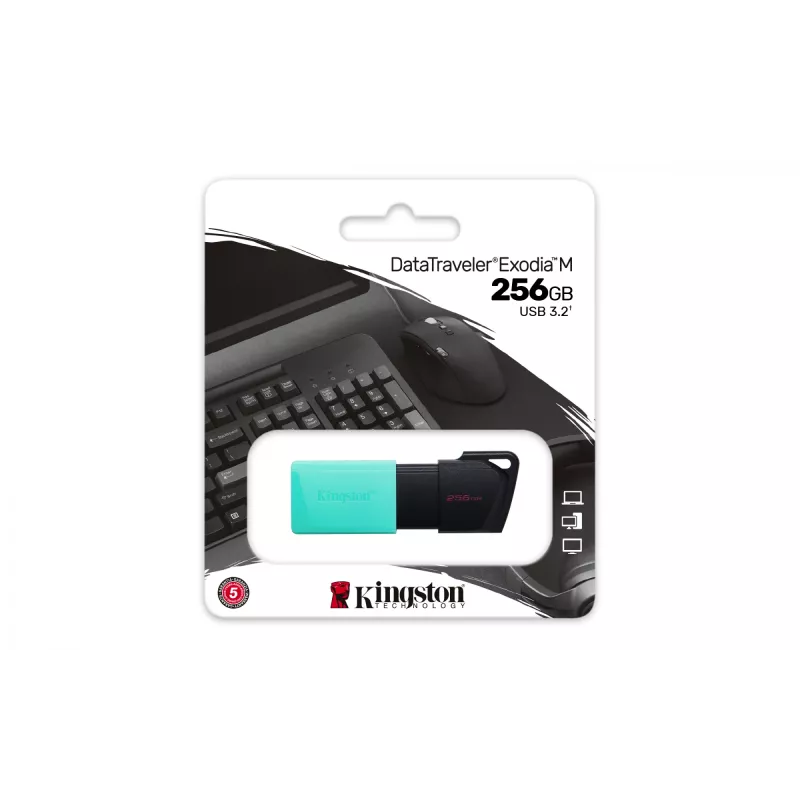 Kingston DataTraveler 256GB USB 3.2 Gen 1 Exodia M (juoda + žalsvai mėlyna)
