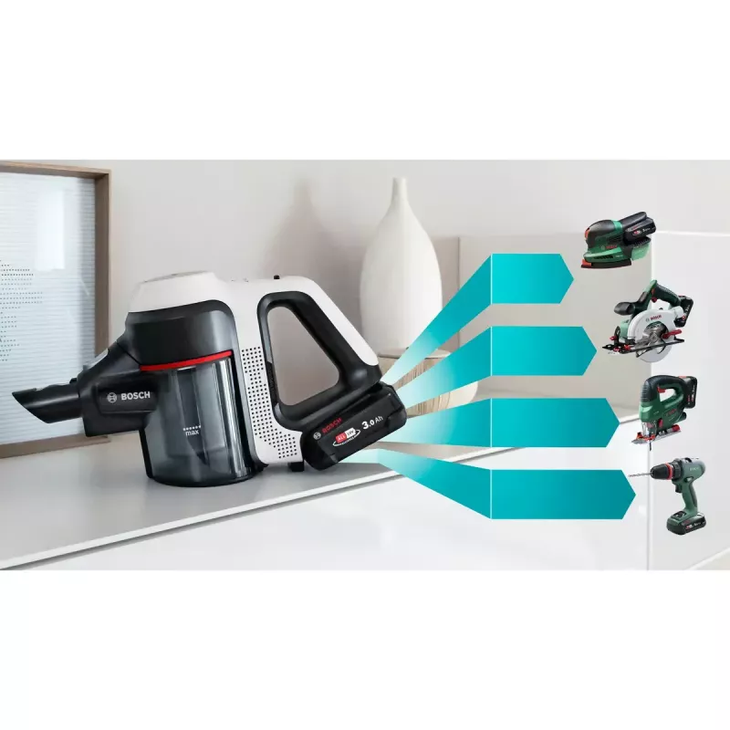 Bosch BBS711W belaidis dulkių siurblys 2-in-1 (lazdinis/nešiojamas) be maišelio, 0,3 l, baltas