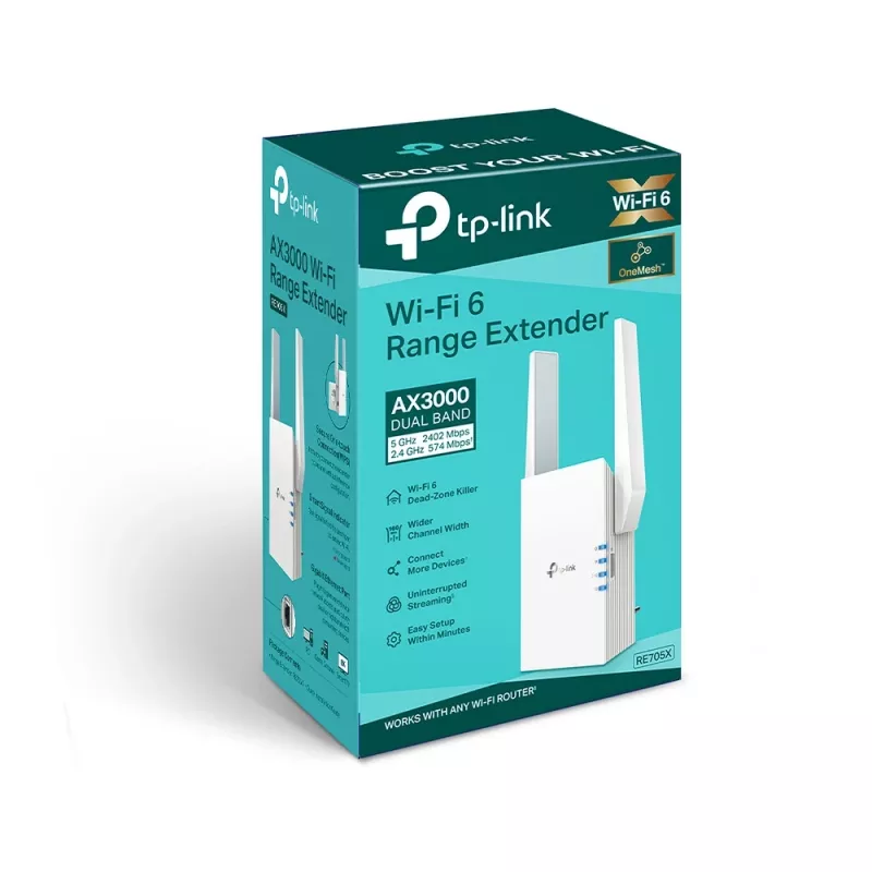 TP-Link RE705X belaidžio tinklo stiprintuvas (WiFi 6, AX3000, baltas)