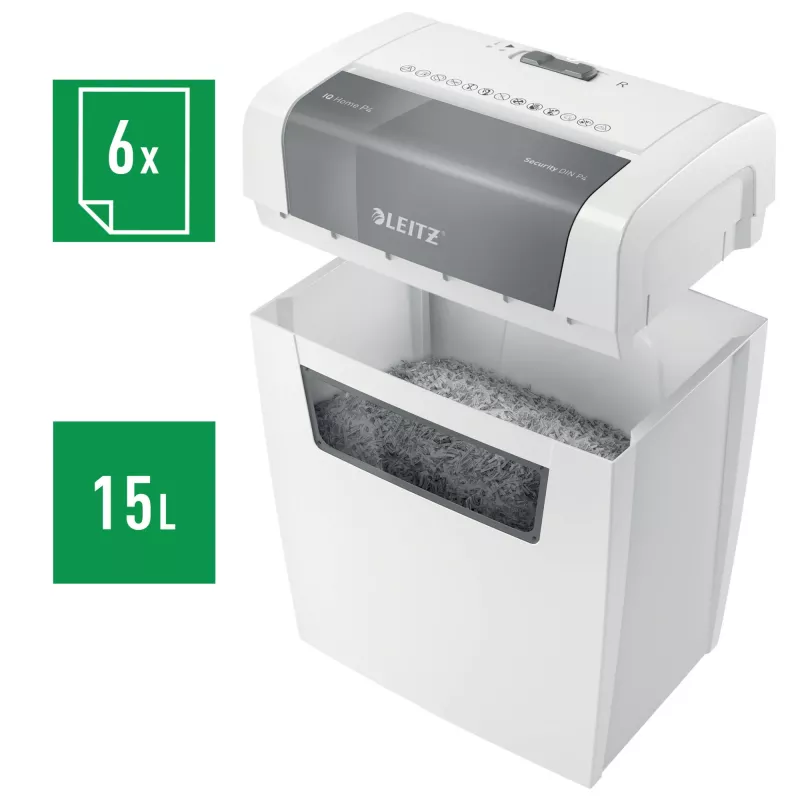 Popieriaus smulkintuvas Leitz 80340000, dalelių pjovimas, 70 dB, 22 cm, baltas