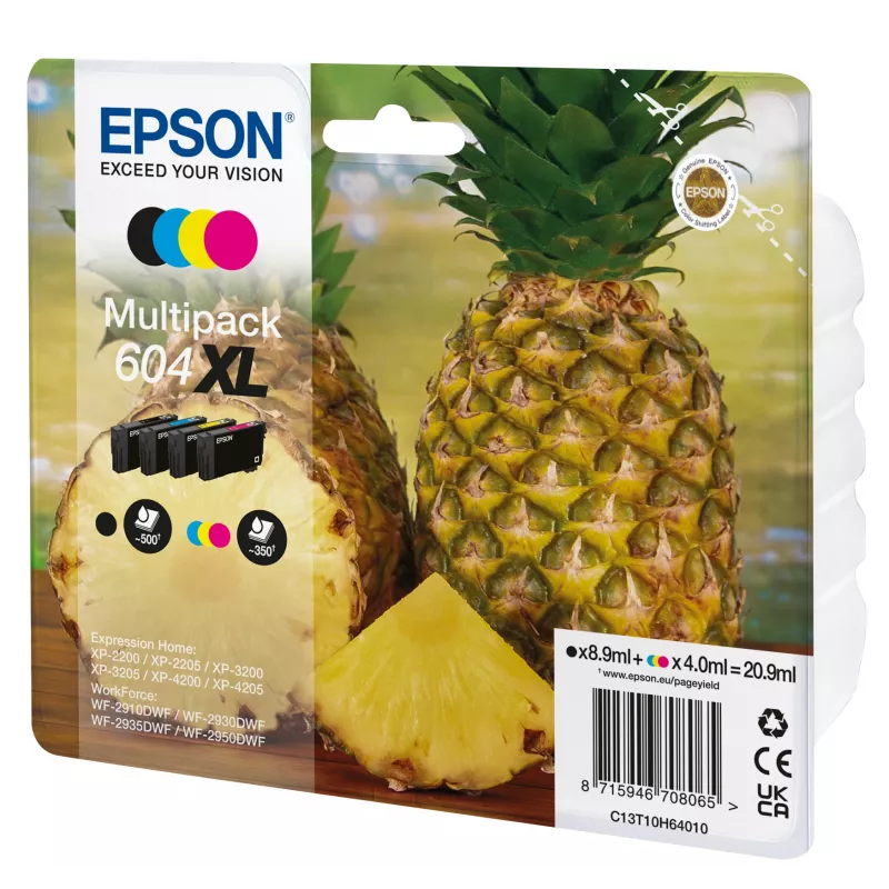 Epson 604XL rašalinė kasetė 4 vnt. Originali didelės talpos (XL) juoda, žalsvai mėlyna, rausvai raudona, geltona