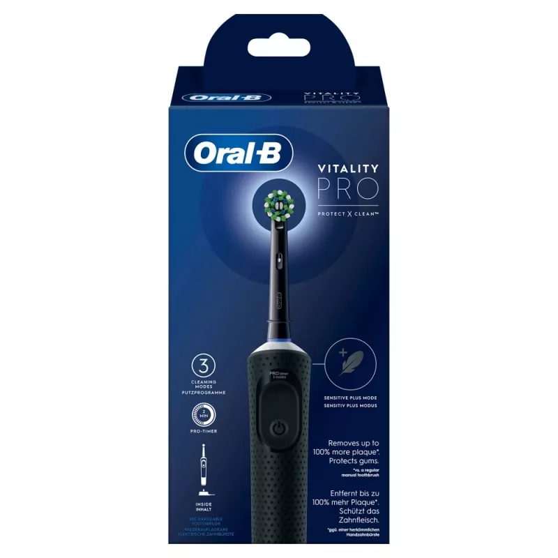 Oral-B Vitality Pro suaugusiųjų sukamoji dantų šepetėlis juodas