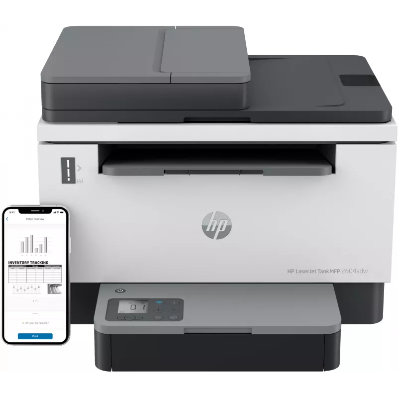 HP LaserJet Tank MFP 2604sdw daugiafunkcis spausdintuvas, lazerinis, nespalvotas, 600 x 600 DPI, A4, tiesioginis spausdinimas, juoda, pilka