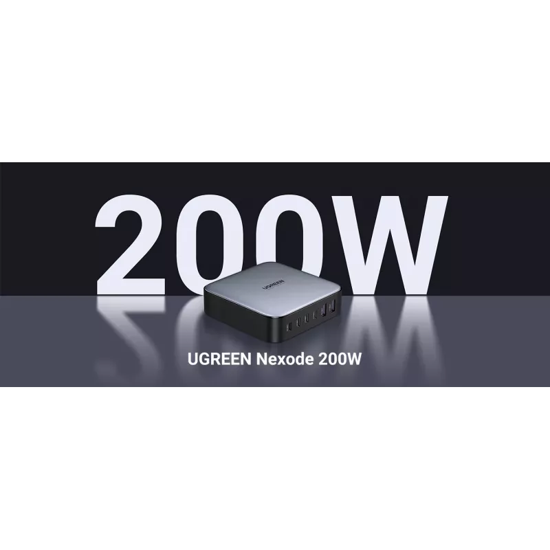 Ugreen 40914 Nexode 200W GaN stalinis USB-C USB-A įkroviklis