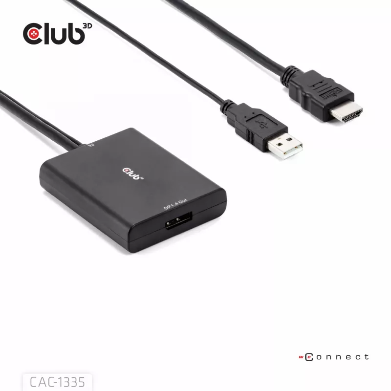 CLUB3D HDMI + Micro USB į DisplayPort™ 4K120Hz arba 8K30Hz M/F aktyvus adapteris