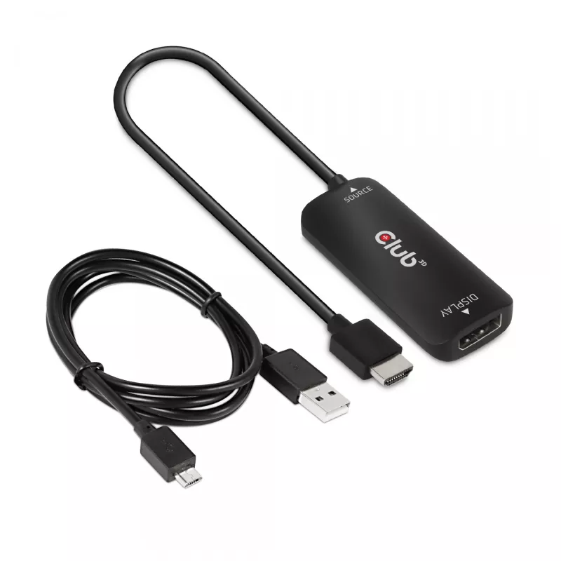 CLUB3D HDMI + Micro USB į DisplayPort™ 4K120Hz arba 8K30Hz M/F aktyvus adapteris