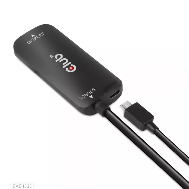 CLUB3D HDMI + Micro USB į DisplayPort™ 4K120Hz arba 8K30Hz M/F aktyvus adapteris