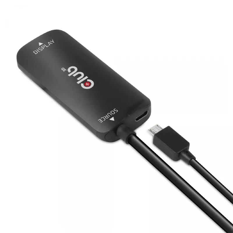 CLUB3D HDMI + Micro USB į DisplayPort™ 4K120Hz arba 8K30Hz M/F aktyvus adapteris