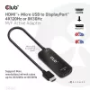 CLUB3D HDMI + Micro USB į DisplayPort™ 4K120Hz arba 8K30Hz M/F aktyvus adapteris