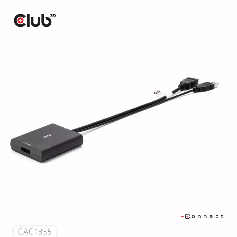 CLUB3D HDMI + Micro USB į DisplayPort™ 4K120Hz arba 8K30Hz M/F aktyvus adapteris