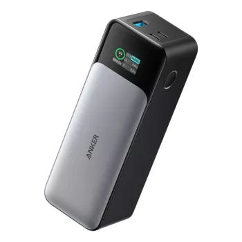 Nešiojamas įkroviklis Anker 737 (A1289011) — 24000 mAh, 140W, 2× USB-C + 1× USB-A, Sidabrinis/Juodas