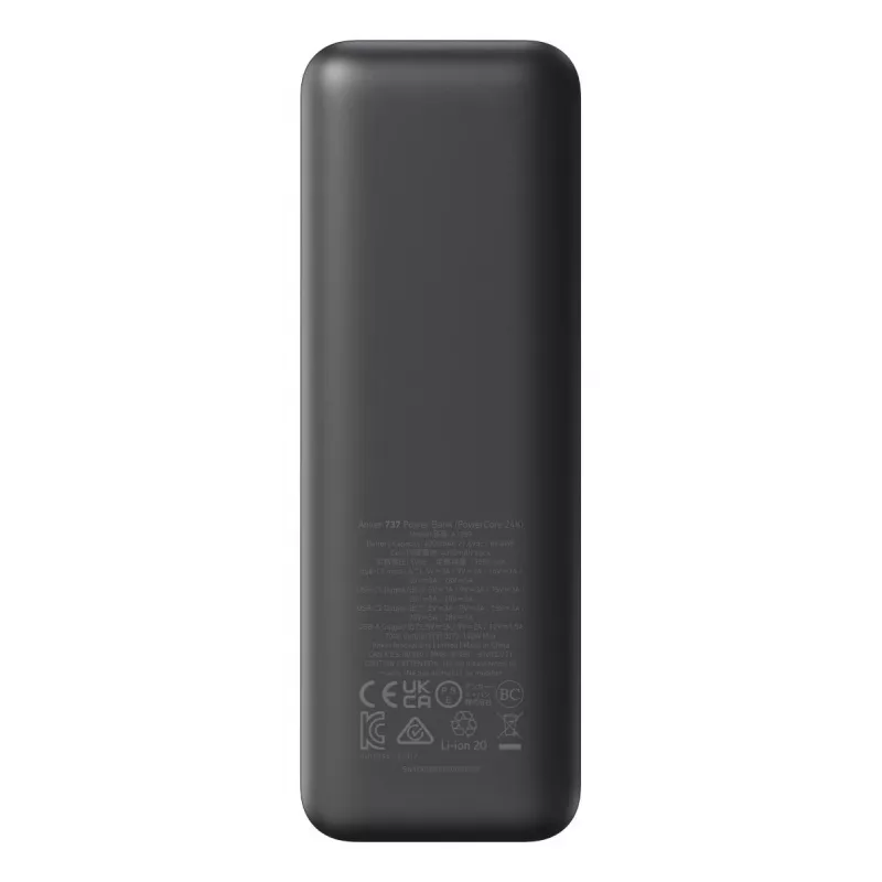 Nešiojamas įkroviklis Anker 737 (A1289011) — 24000 mAh, 140W, 2× USB-C + 1× USB-A, Sidabrinis/Juodas