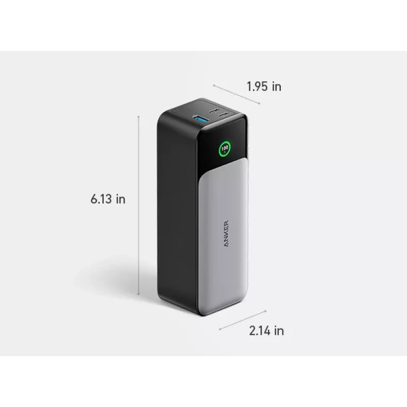 Nešiojamas įkroviklis Anker 737 (A1289011) — 24000 mAh, 140W, 2× USB-C + 1× USB-A, Sidabrinis/Juodas