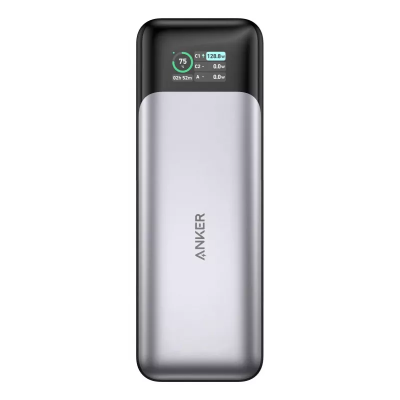 Nešiojamas įkroviklis Anker 737 (A1289011) — 24000 mAh, 140W, 2× USB-C + 1× USB-A, Sidabrinis/Juodas