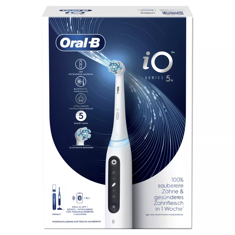 Oral-B iO Series 5 beslotis dantų šepetėlis suaugusiems, balta spalva