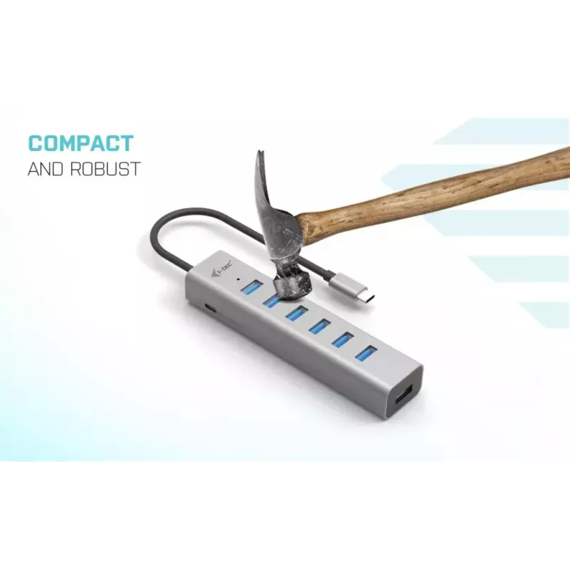 i-tec USB-C įkrovimo metalinis HUB 7 prievadų USB 3.2 Gen 1 Type-C Type-A