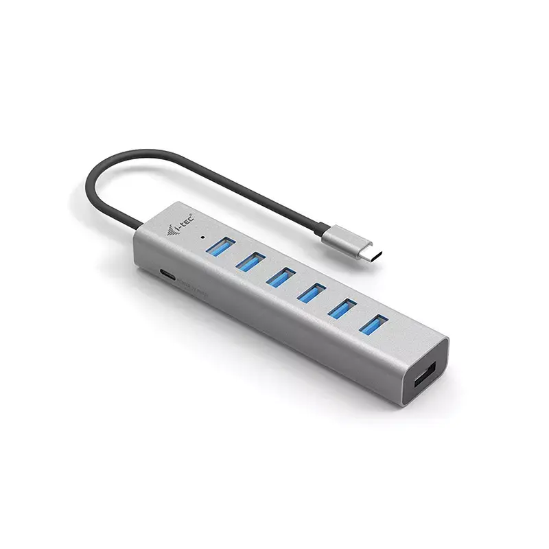 i-tec USB-C įkrovimo metalinis HUB 7 prievadų USB 3.2 Gen 1 Type-C Type-A