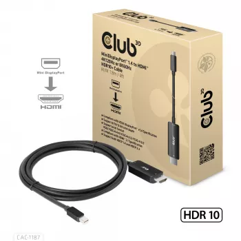 CLUB3D MiniDisplayPort 1.4 į HDMI 4K120Hz arba 8K60Hz HDR10+ laidas M/M 1,8 m