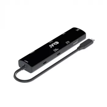 CLUB3D USB4™ Gen3x2 Type-C, 6-in-1 USB-C centras su HDMI™ 8K60Hz arba 4K120Hz, 2xUSB Type-A (10G), Ethernet RJ45 (2.5G) ir 2xUSB Type-C (1x duomenys 10G, 1x PD3.0 įkrovimas 100W)