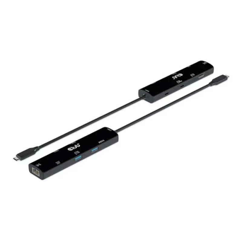 CLUB3D USB4™ Gen3x2 Type-C, 6-in-1 USB-C centras su HDMI™ 8K60Hz arba 4K120Hz, 2xUSB Type-A (10G), Ethernet RJ45 (2.5G) ir 2xUSB Type-C (1x duomenys 10G, 1x PD3.0 įkrovimas 100W)