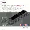 CLUB3D USB4™ Gen3x2 Type-C, 6-in-1 USB-C centras su HDMI™ 8K60Hz arba 4K120Hz, 2xUSB Type-A (10G), Ethernet RJ45 (2.5G) ir 2xUSB Type-C (1x duomenys 10G, 1x PD3.0 įkrovimas 100W)