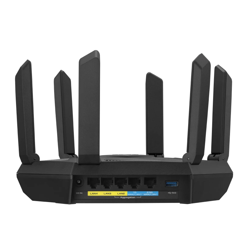 Belaidis maršrutizatorius ASUS RT-AXE7800, trijų juostų (2,4 GHz / 5 GHz / 6 GHz), juodas